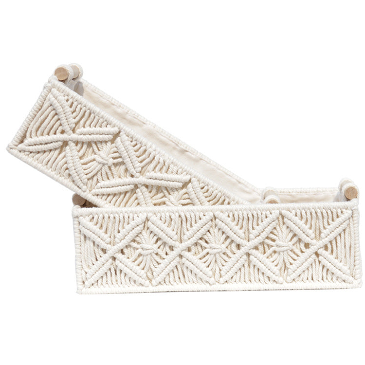 Amazon Boho Style Coton Corde Tissé Panier De Rangement Rangement Décor Boîte À Mouchoirs