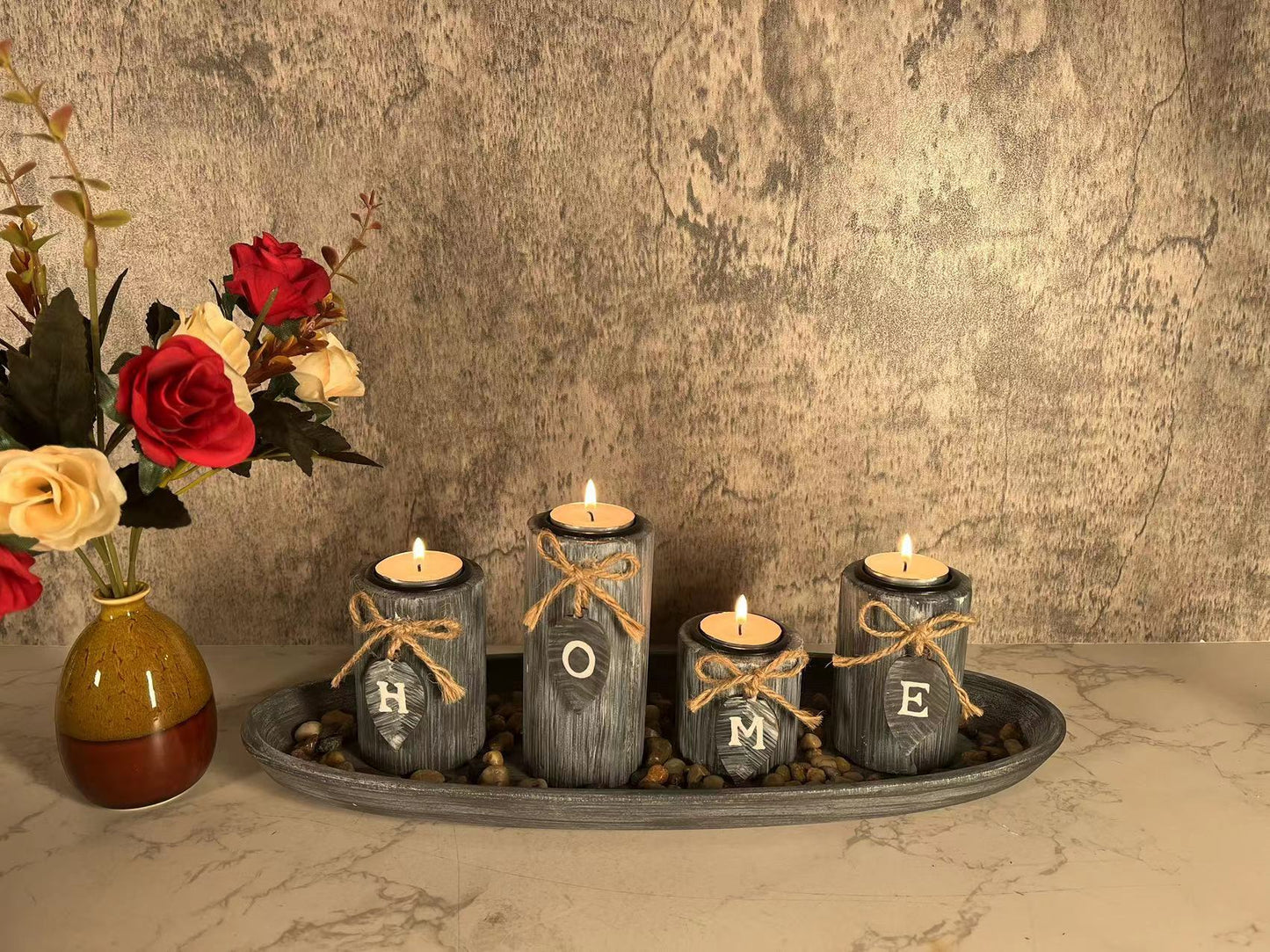 Creative wooden candle holder for home