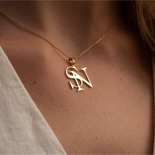 Personalized necklace with gold-plated stainless steel initials