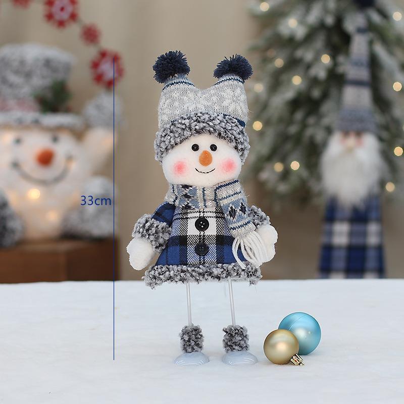 Christmas Blue Cloth Doll Ski Swing Snowman Decorative Window Ornaments