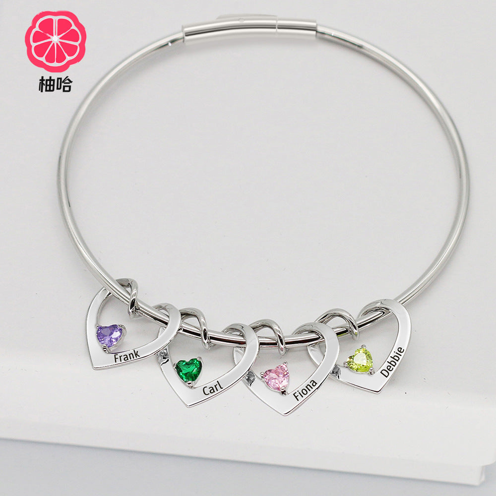 Curved Love Bracelets with 12 Colors Birthstone