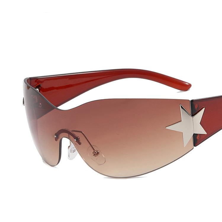 Frameless Five-pointed Star One-piece Aviator Sunglasses 2022 European And American