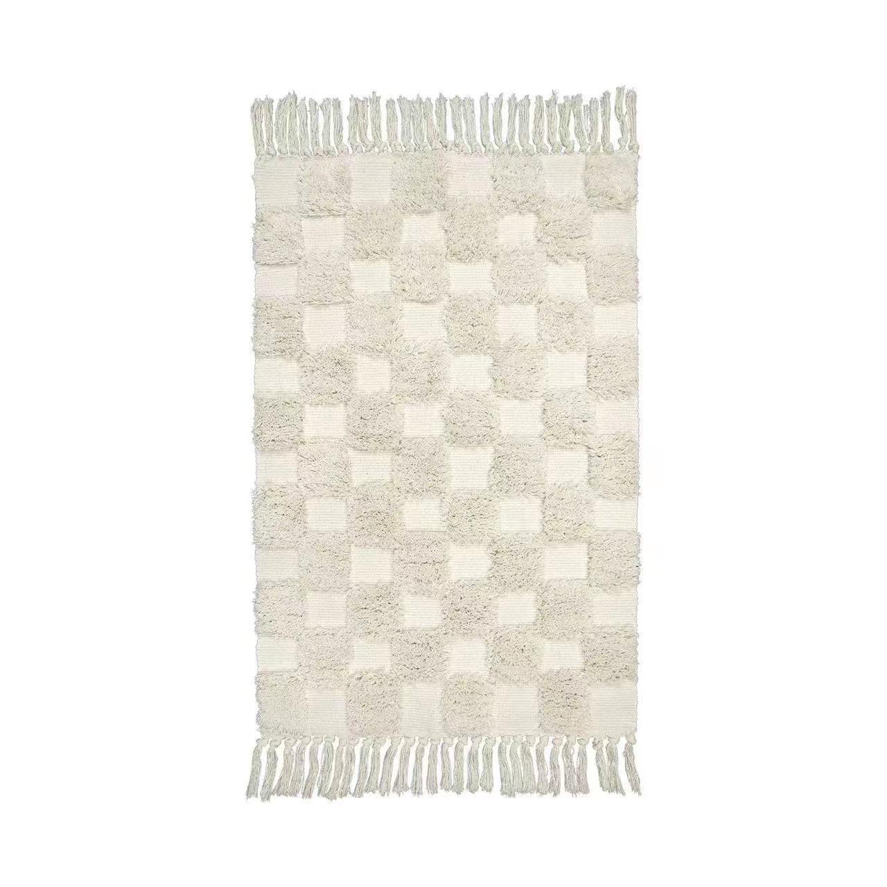 Three-dimensional cotton yarn tassel rug