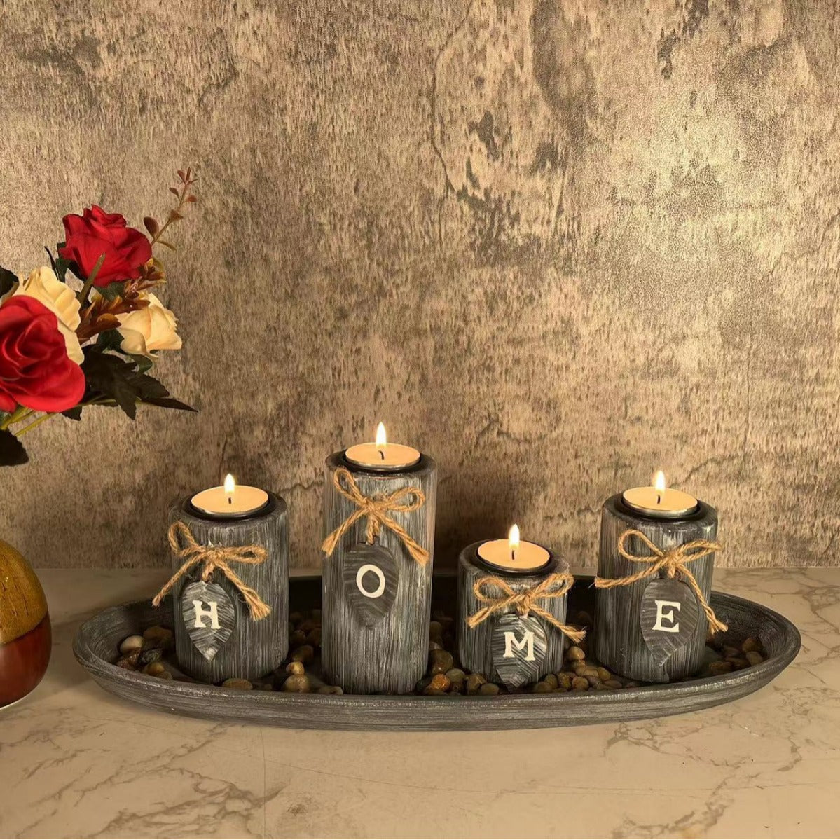 Creative wooden candle holder for home