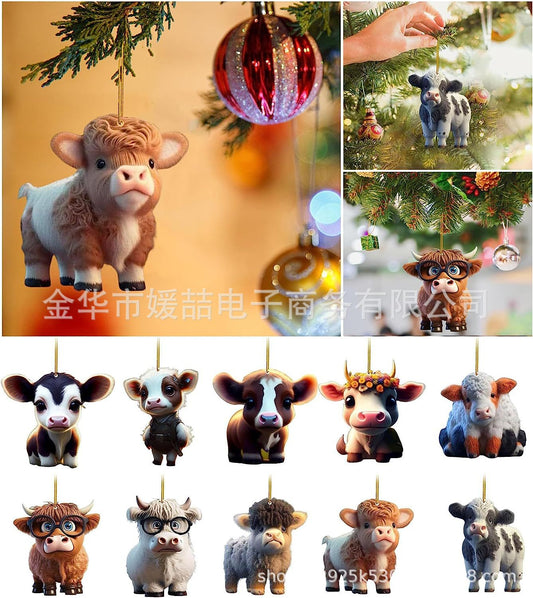 New Products Cute Cartoon Cow Car Pendant Home Tree Decoration Christmas