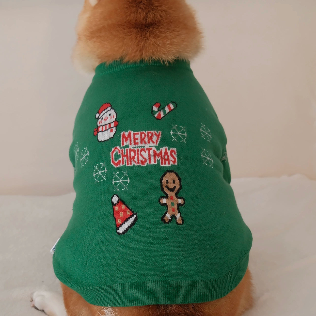 Green Knitted Christmas Sweater Autumn Winter Pet Clothes