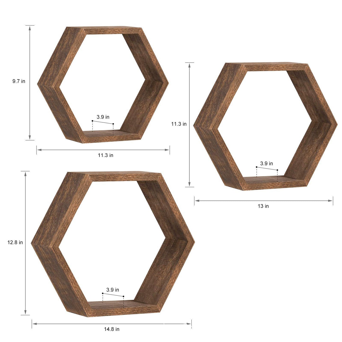 Hexagonal Wood Wall Storage Rack