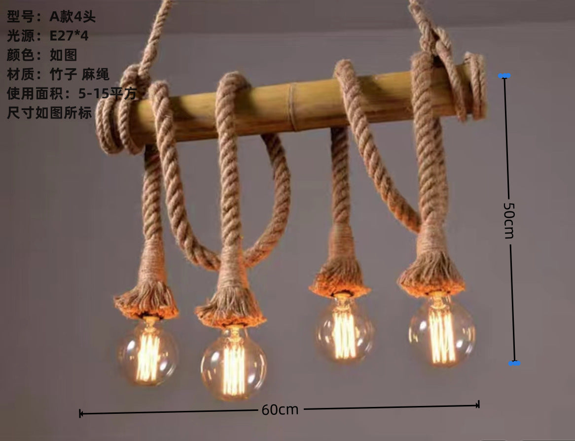 American Industrial Retro Loft Simple Creative Personality Lighting Restaurant Bar Coffee Shop Decoration Hemp Rope Chandelier