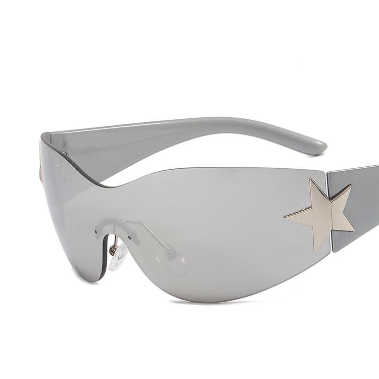 Frameless Five-pointed Star One-piece Aviator Sunglasses 2022 European And American