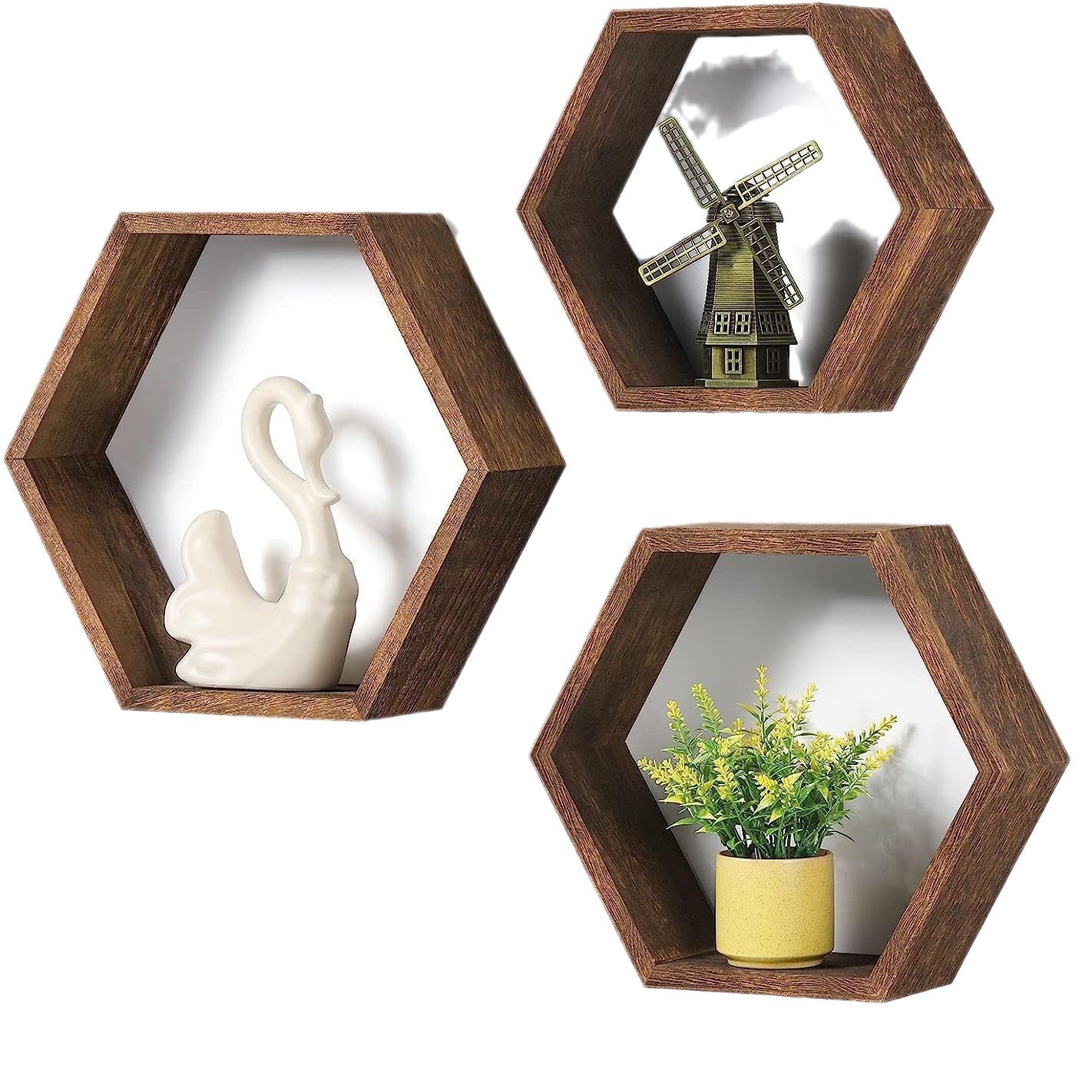 Hexagonal Wood Wall Storage Rack