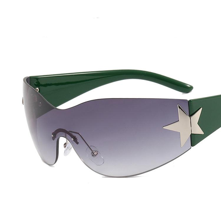 Frameless Five-pointed Star One-piece Aviator Sunglasses 2022 European And American